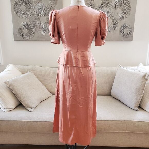 NEW! Danielle Bernstein Solid Puff-Sleeve Midi Dress size 4 - Picture 9 of 14